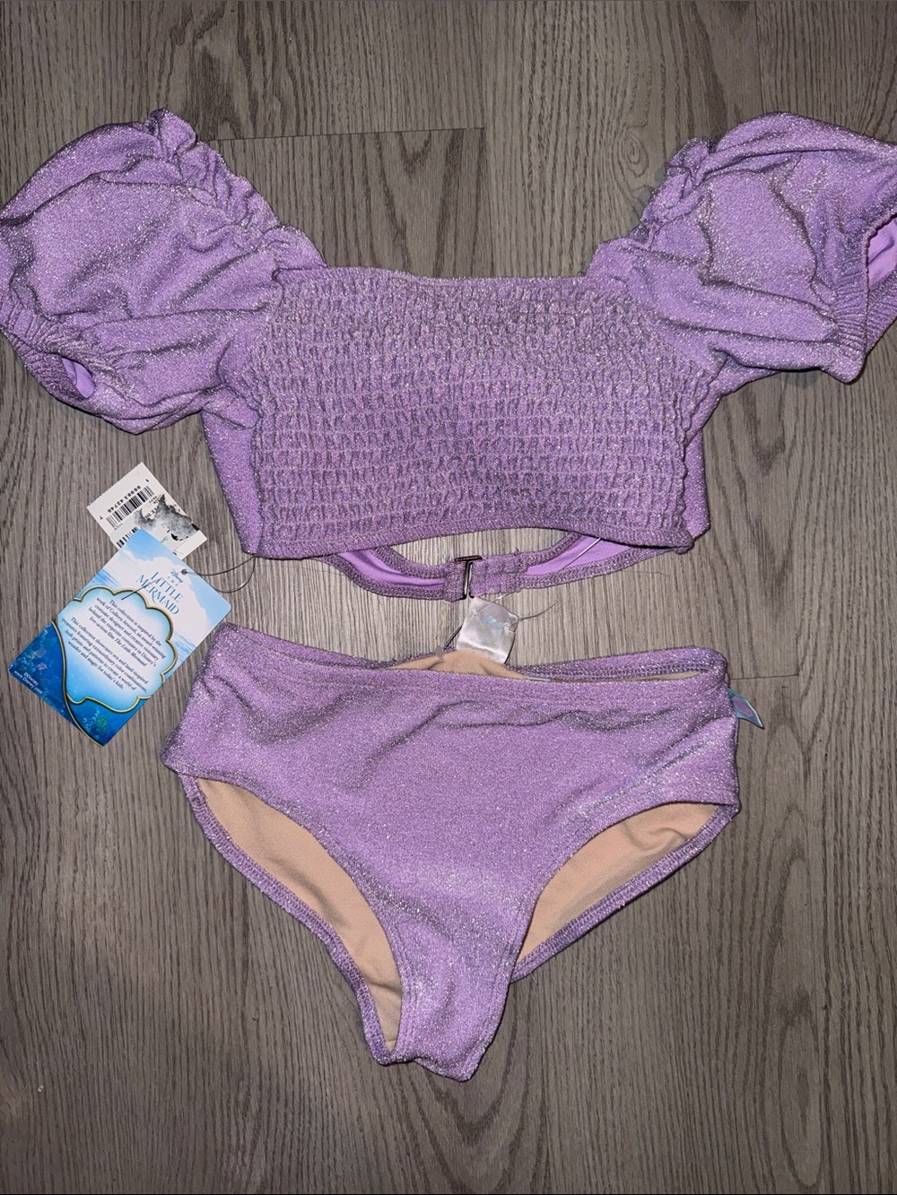Disney Girls Lavender Shimmer Two-Piece Bikini